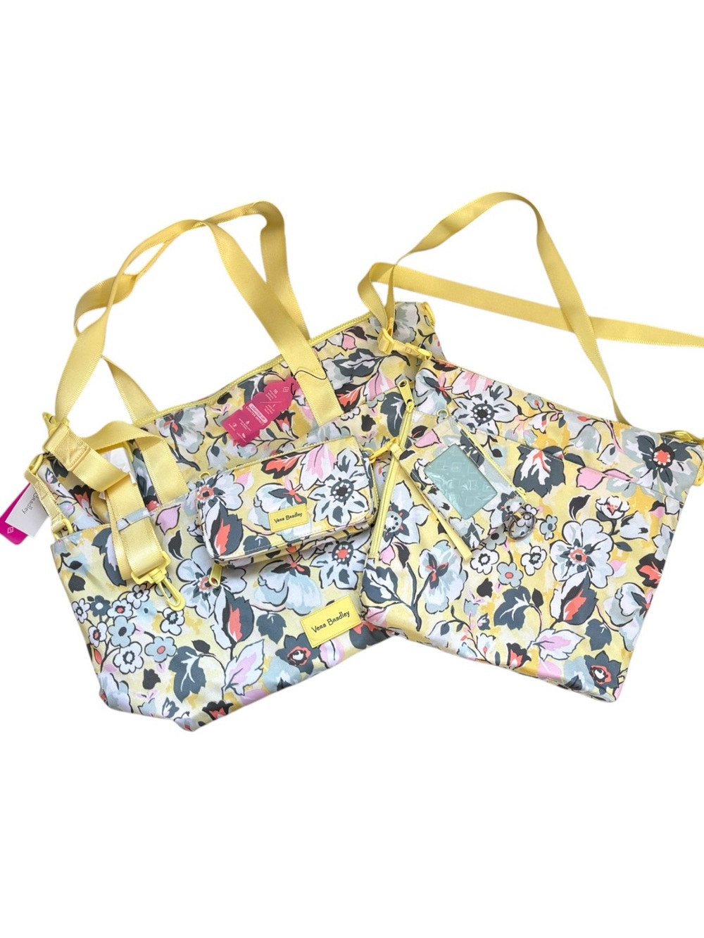 Vera Bradley Yellow Floral ReActive‎ Bag Set Lot Travel Bag Crossbody Wallet